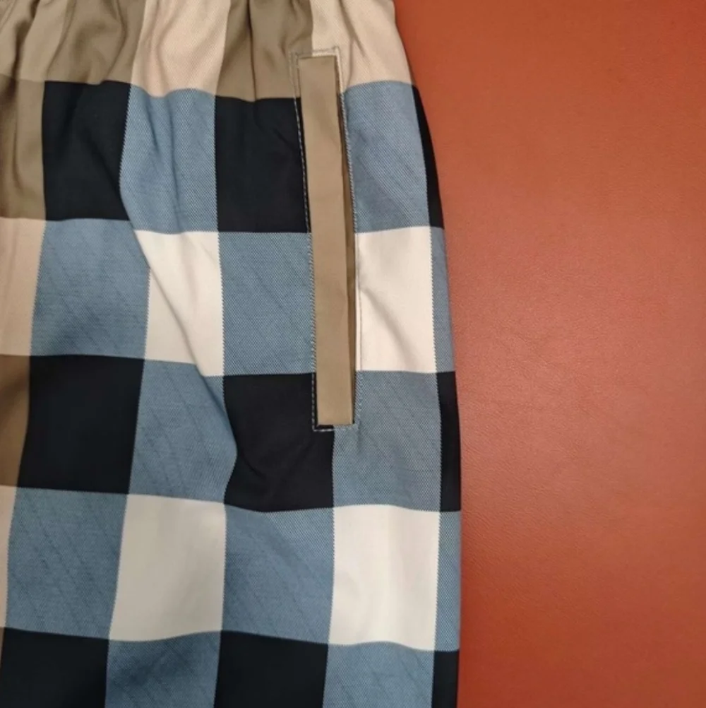 Men's Checkered Shorts - Pink, Beige, and Blue. New Size L